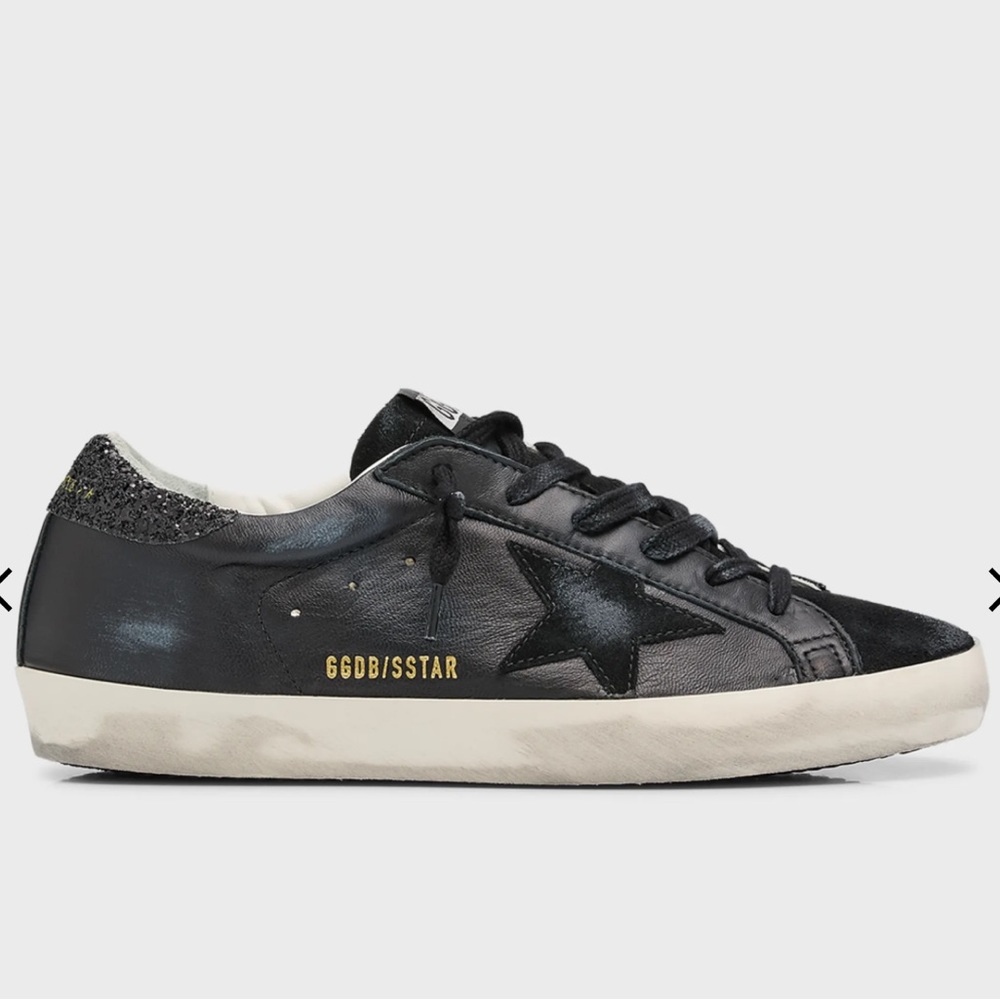 Golden Goose Black and Gold Vintage Sneakers